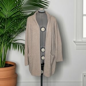 Barefoot Dreams Bamboo Chic Cozychic Lite Essential Long Cardigan Beige Cream XL